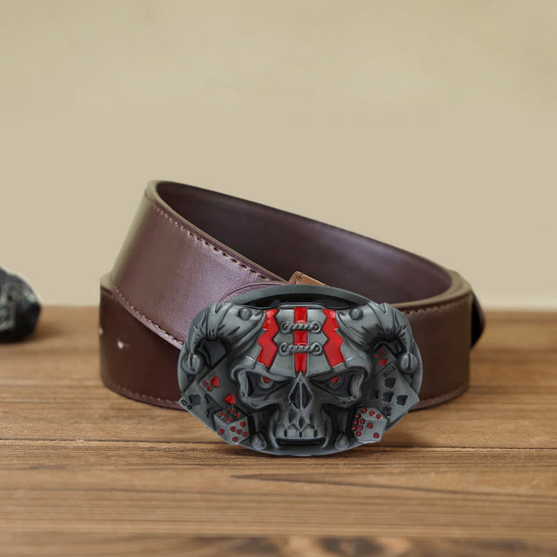 Men's DIY Skull Clown Joker Buckle Leather Belt