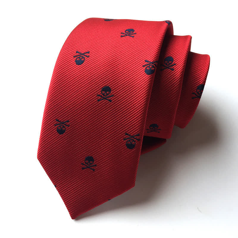 Men's Halloween Skeleton Cross Bones Necktie - Red & Black - image 9