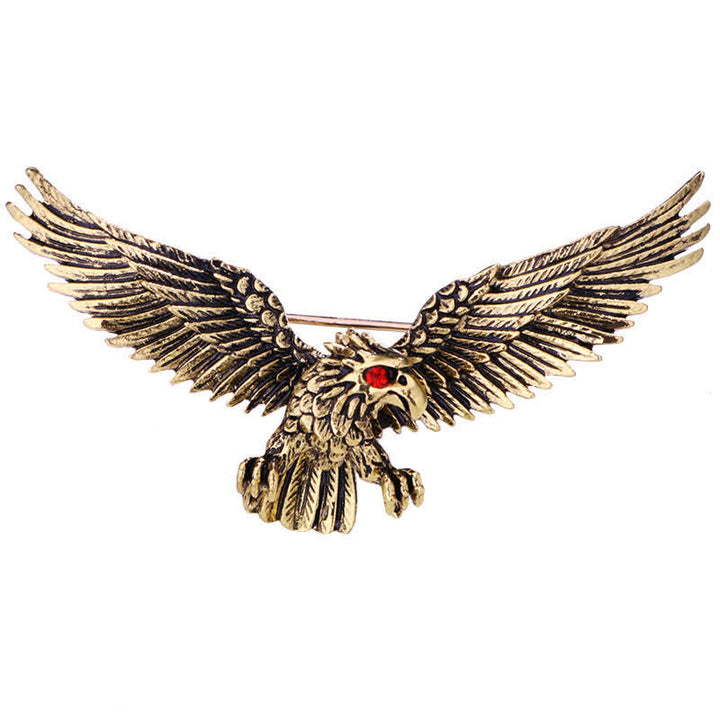 Men's Retro Soaring Bald Hawk Brooch