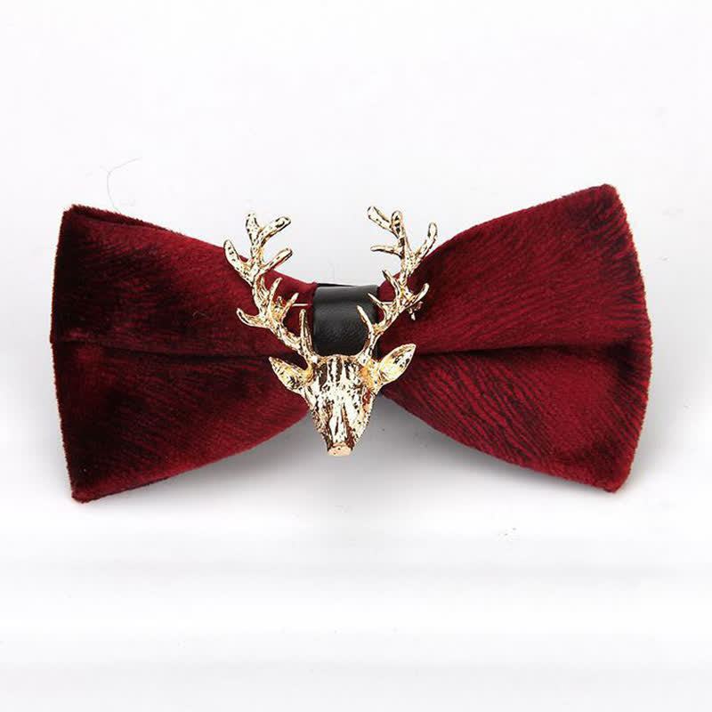 Men's Reindeer Head Velvet Bow Tie