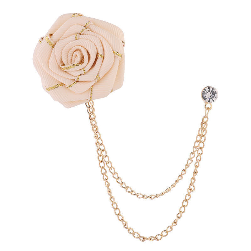 Men's Charming Floral Rose Chain Brooch - Ivory - image 9