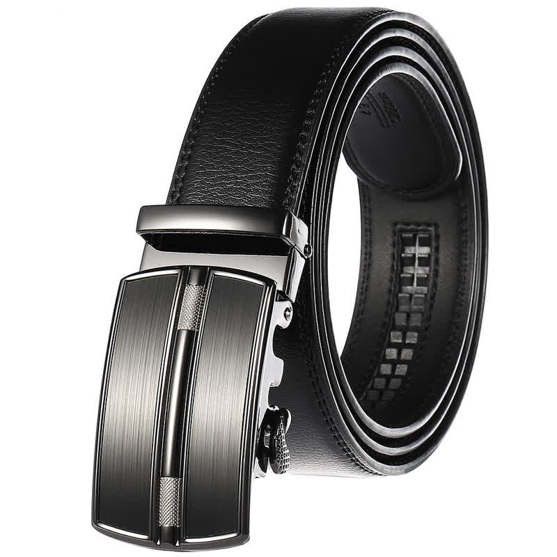 Men's Simple Hollow Automatic Buckle Leather Belt - Black #1 - 46 - image 0