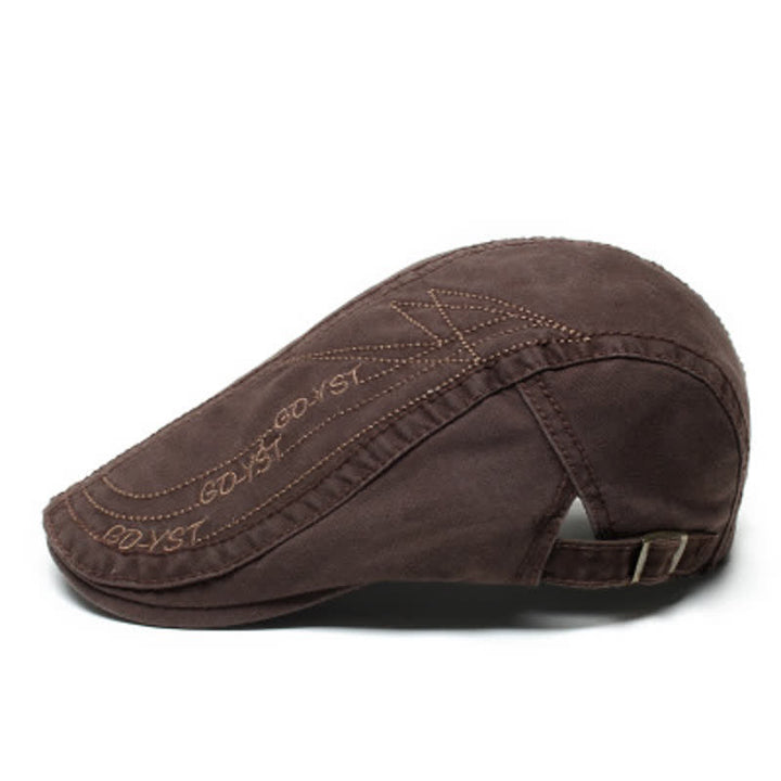 Alphabet Solid Color Washed Denim Beret Cap - Coffee - Adjustable (about 21 5/8"-23 5/8") - image 5