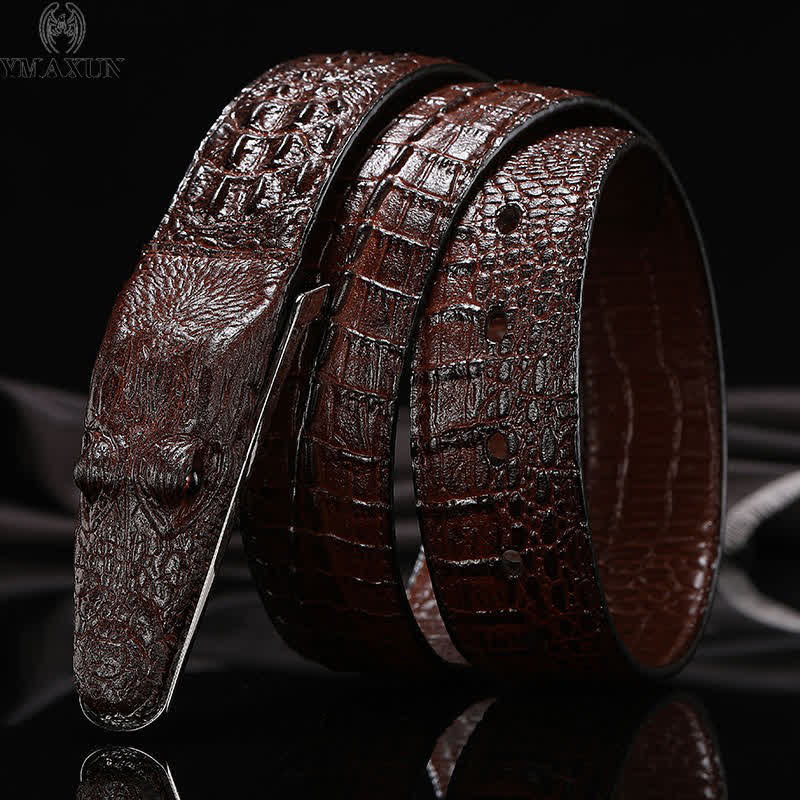 Men's Lifelike Crocodile Head Buckle Leather Belt