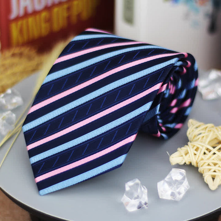 Men's Classic Gradient Blue & Pink Striped Necktie