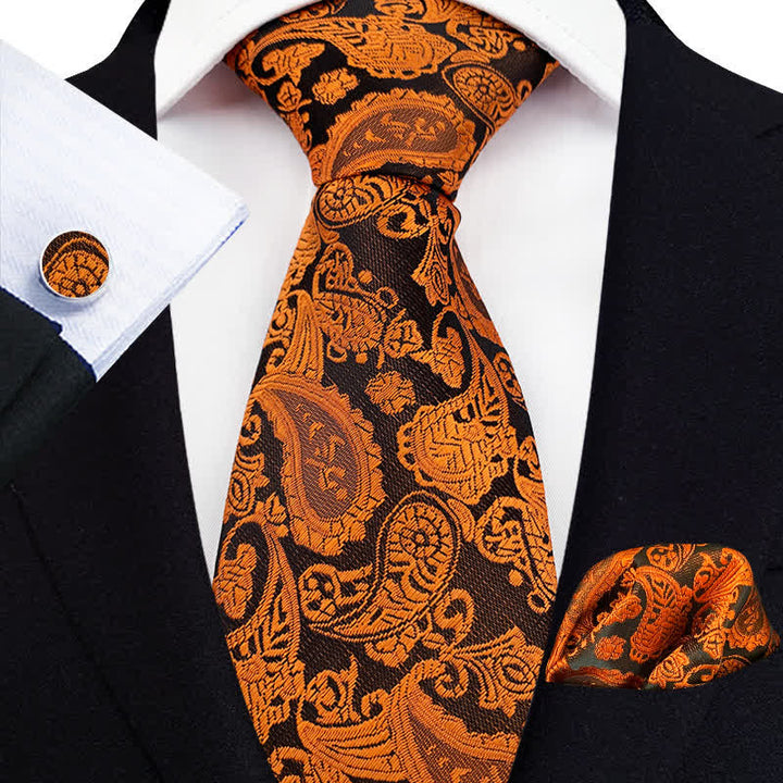 3Pcs Men's Exotic Paisley Necktie Set