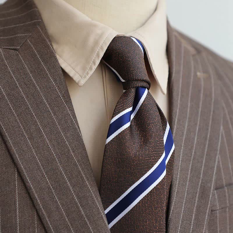 Men's Coffee Colors Series Striped Paisley Necktie - image 5