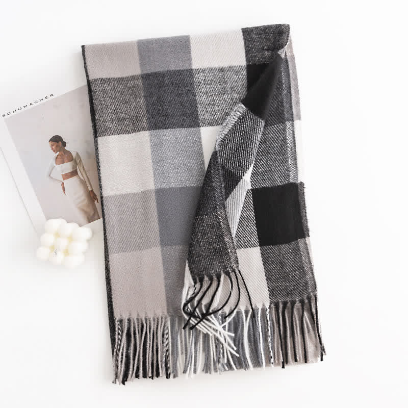 Women's Bright Vivid Colors Fringed Scarf - Black - image 11