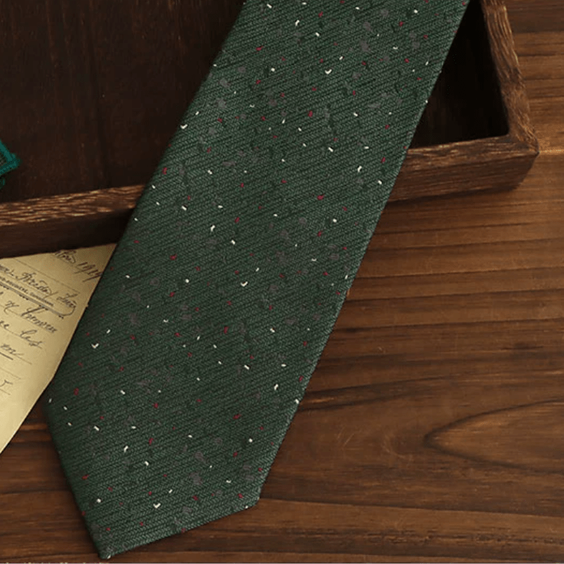 Men's Forest Green Multi-colored Dots Necktie - image 2