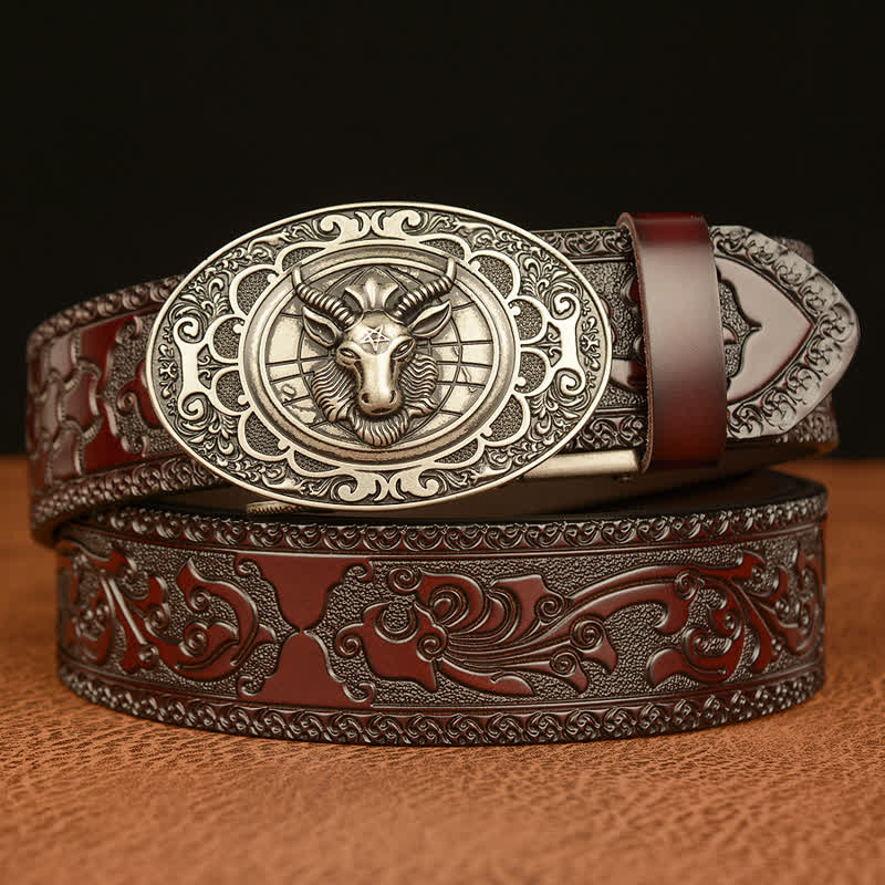 Men's Classical Sheep Head Buckle Leather Belt