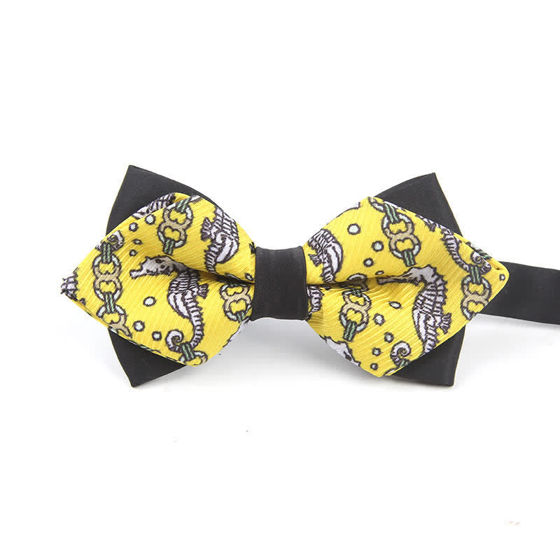 Men's Cartoon Sea Horse Pointy Bow Tie