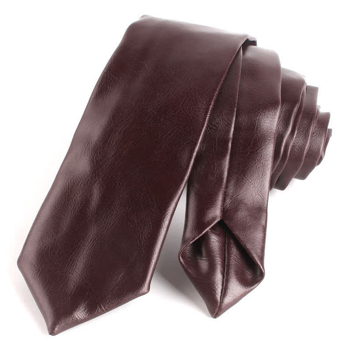 Men's Casual Narrow PU Leather Necktie