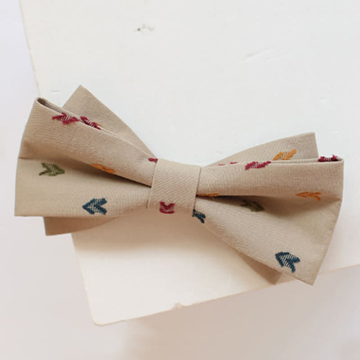 Men's Khaki Embroidery Arrows Bow Tie