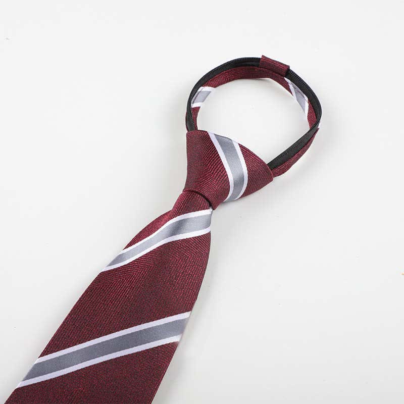 Men's Occupational Zipper Tie Striped Necktie - Burgundy - image 3