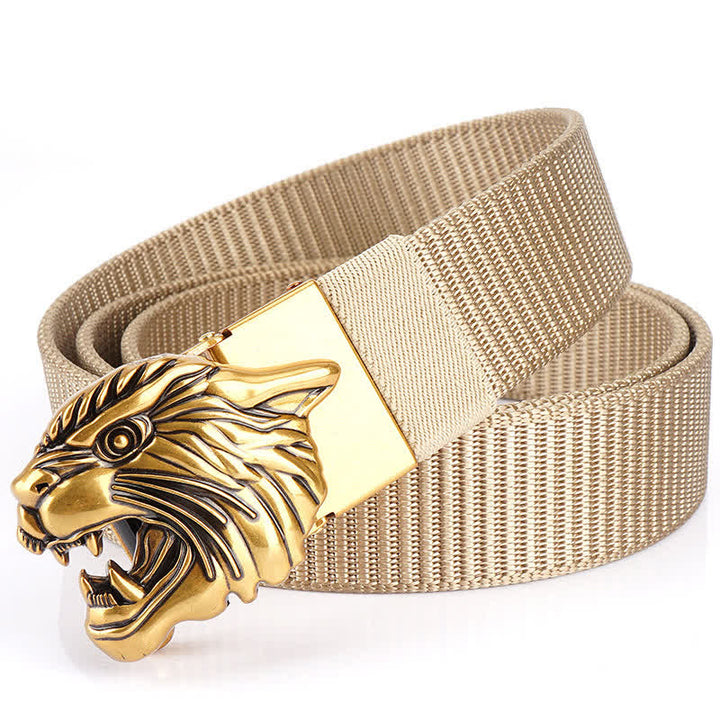 Men's Roaring Tiger Head Nylon Belt