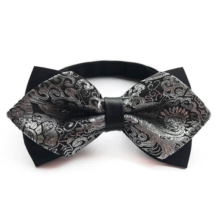 Men's Paisley Double-layer Pointed Bow Tie