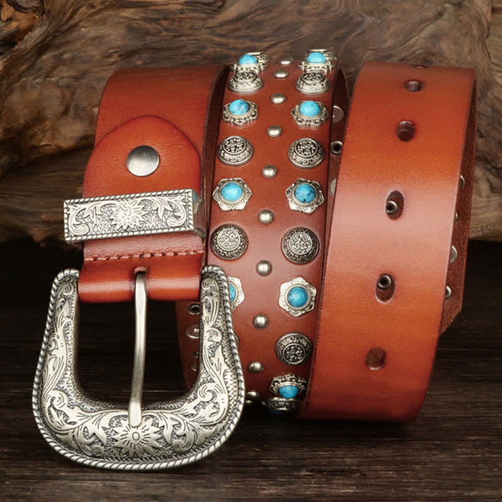 Unisex Luxurious Imitation Turquoise Accents Belt