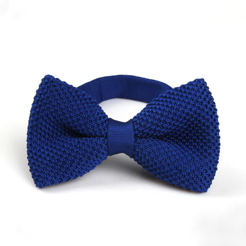 Men's Solid Color Double Layer Knitted Bow Tie