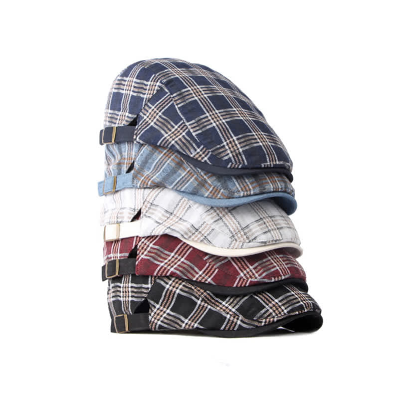 Travel Casual Checkered Beret Flat Cap