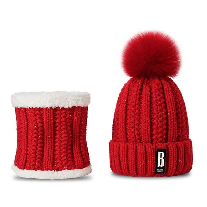 2Pcs Winter Women's Warm Pom Poms Hat