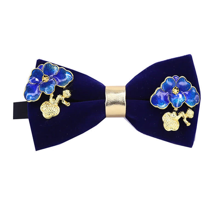 Men's Enamel Flowers Leaves Decor Bow Tie