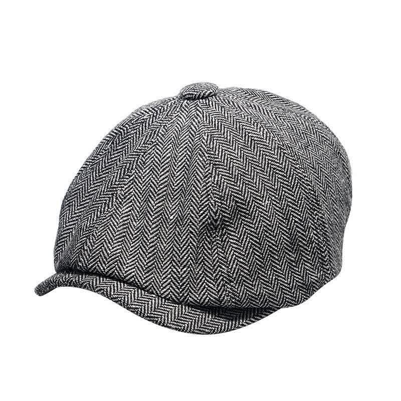 Men's Versatile Herringbone Octagonal Beret Cap