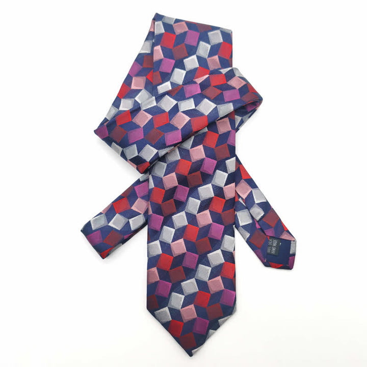 Men's Colorful Geometric Square Pure Silk Necktie