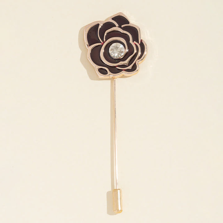 Women's Black Rose Blossom Brooch