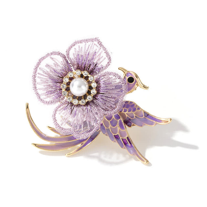 Women's Embroidered Phoenix Bird Brooch