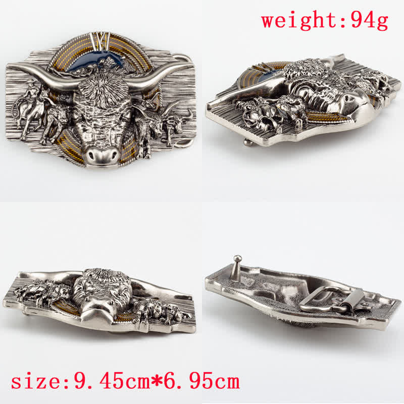 Men's Longhorn Bull Embossed Leather Belt - image 6