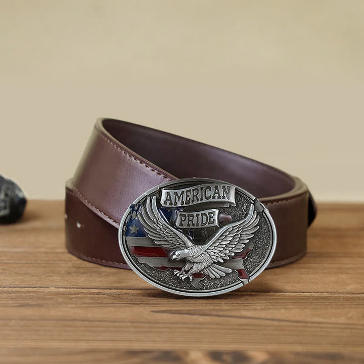 Men's DIY American Pride Eagle Buckle Leather Belt