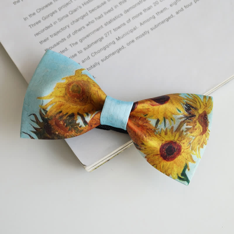 Men's Painting Sunflowers Vase Bow Tie