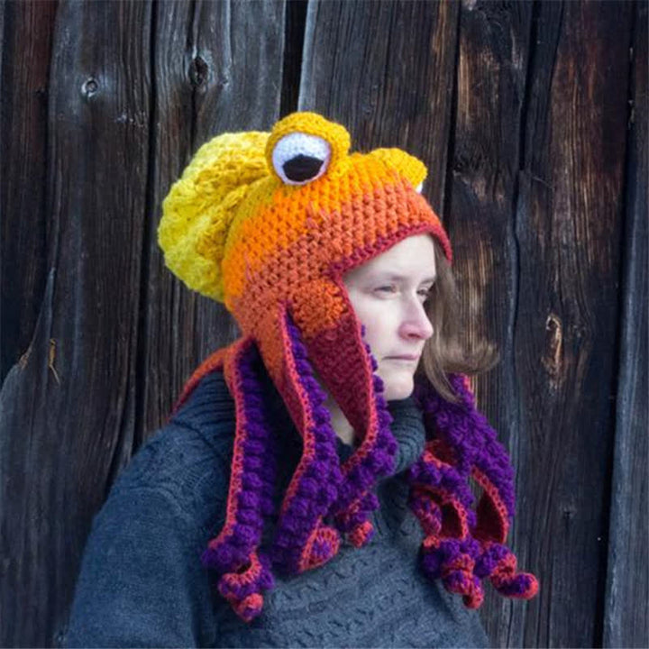 Novelty Octopus Tentacles Big Eyeball Knitted Hat