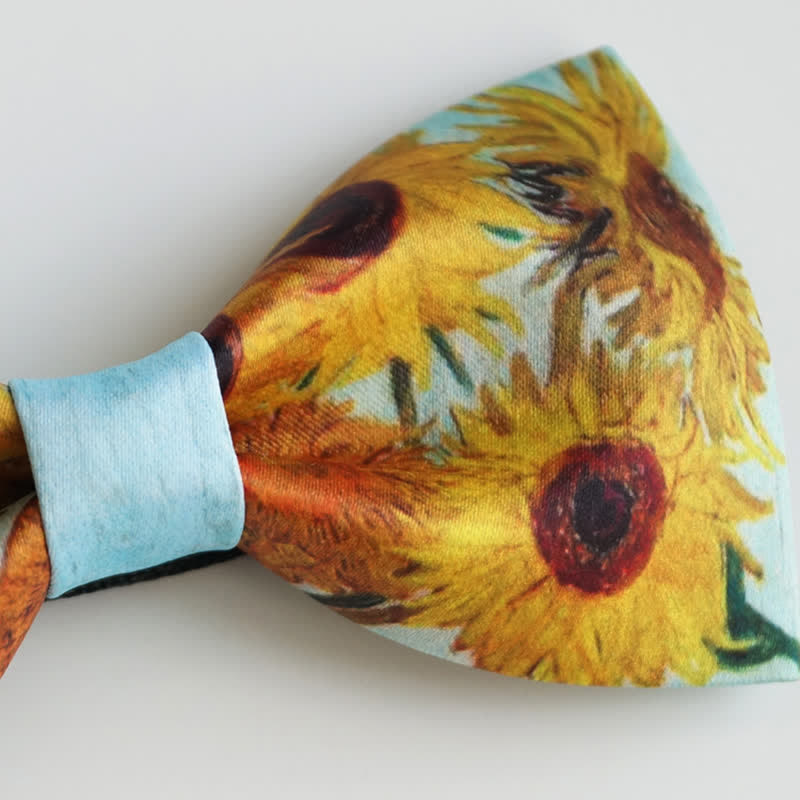 Men's Painting Sunflowers Vase Bow Tie