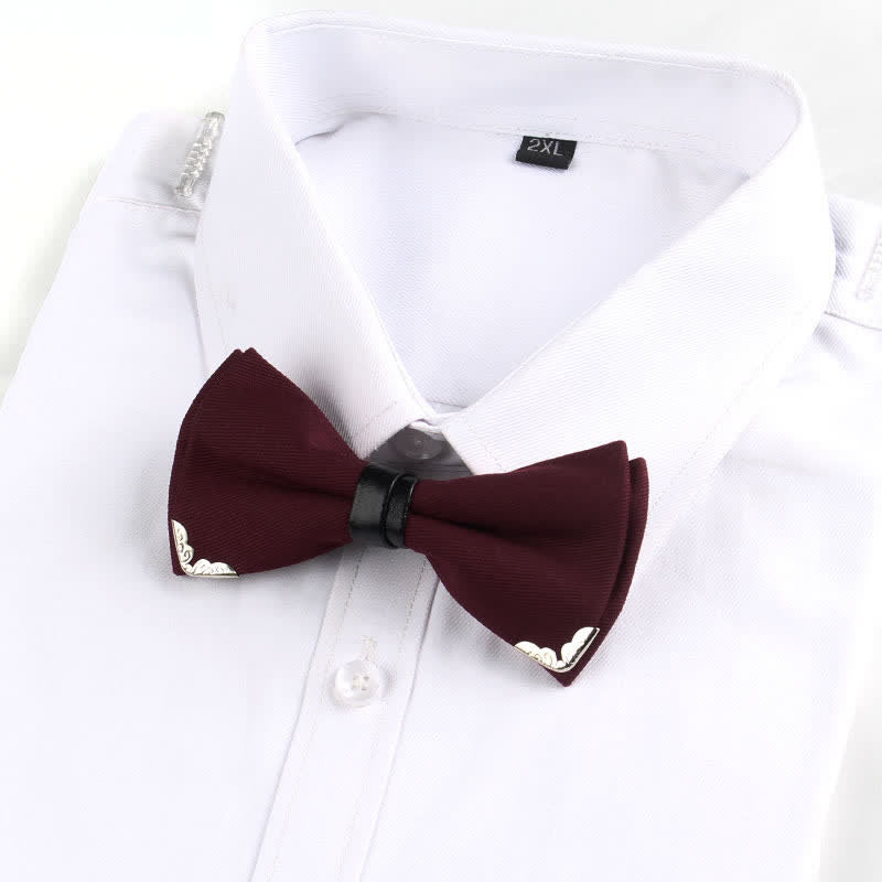 Men's Classy Metal Trim Gold Bow Tie