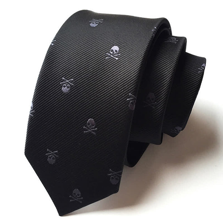 Men's Halloween Skeleton Cross Bones Necktie