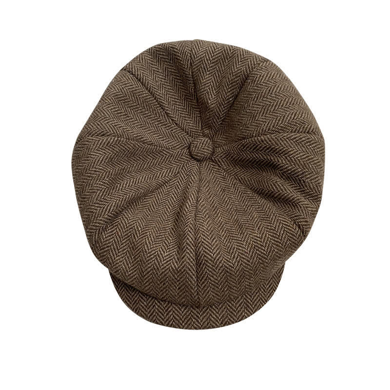 Coffee Fine Herringbone Octagon Beret Cap - image 6