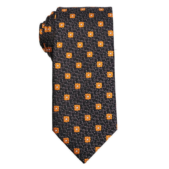 Men's Gold Orange Series Paisley Floral Necktie