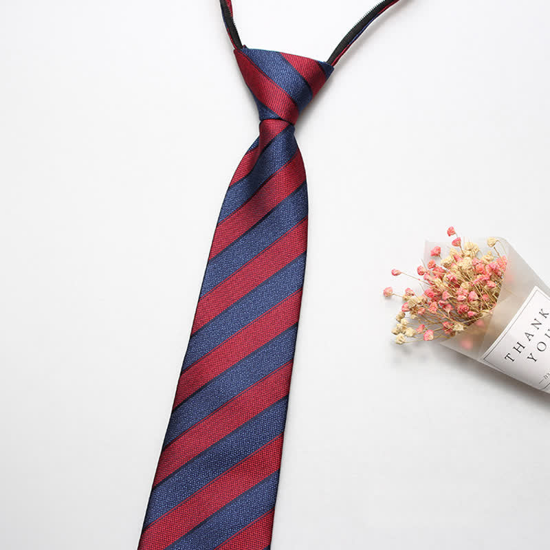 Men's British Zipper Tie Striped Necktie