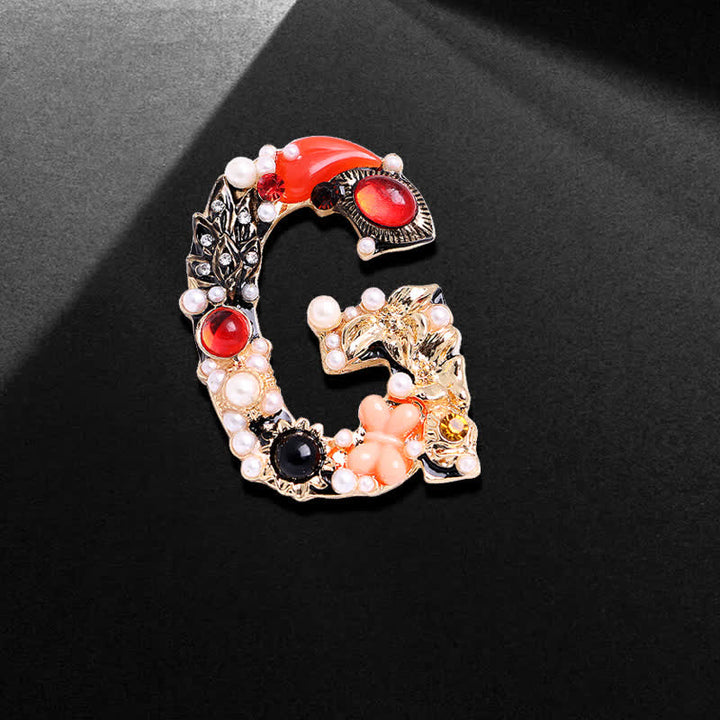 Unisex Baroque Pearl Letter Brooch