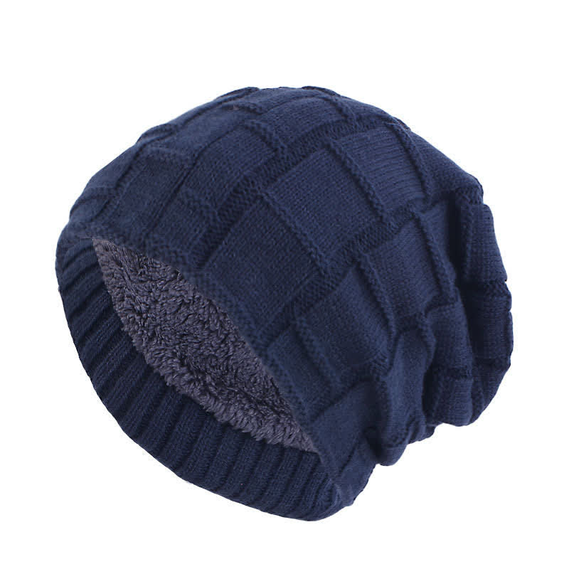 Warm Fur Lined Beanie Knitted Hat