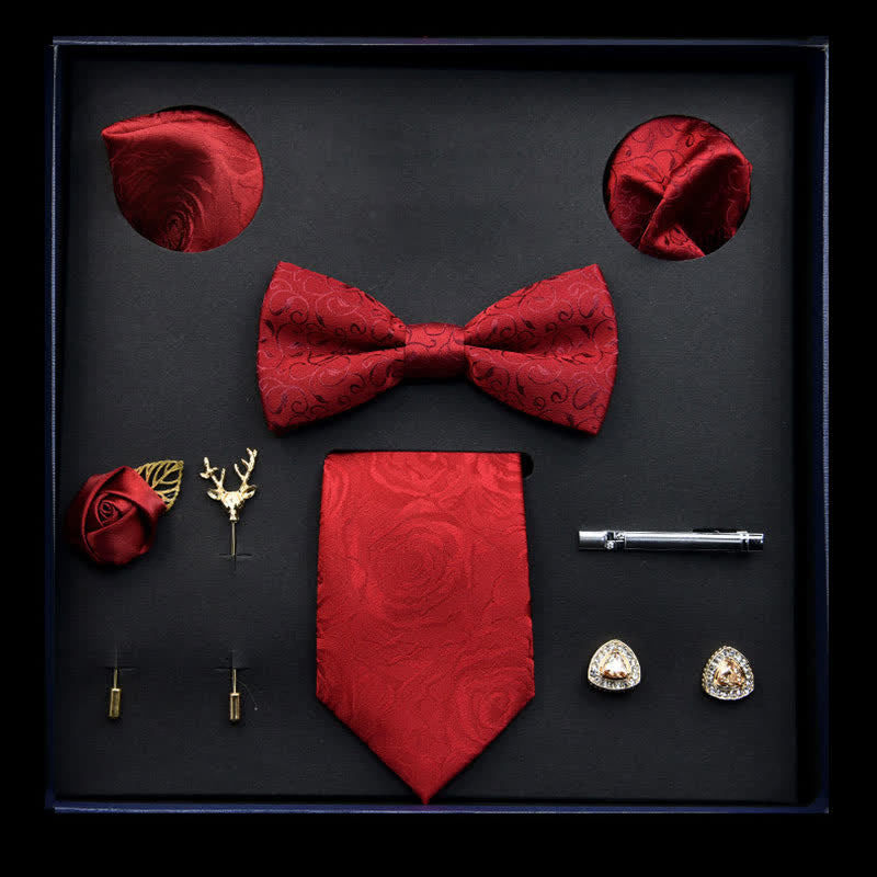 8Pcs Red Menswear Classic Business Bow Ties Gift Box - Red - image 0