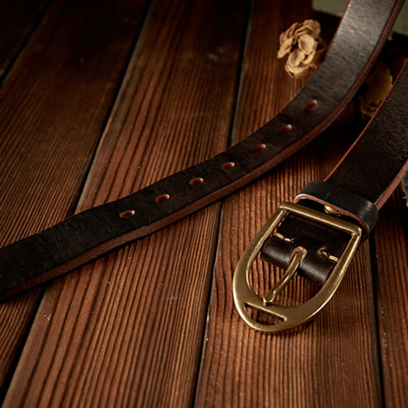 Men's Heavy Duty Copper Buckle Leather Belt - image 4