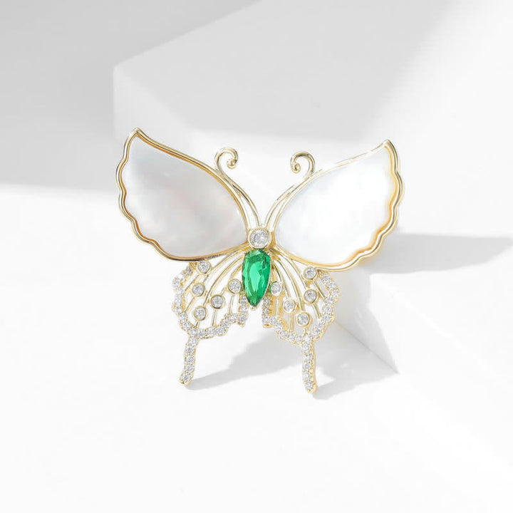 Women's Natural Shell Butterfly Brooch