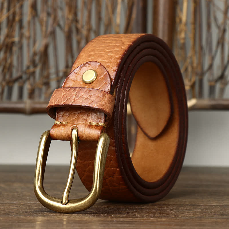 Men's Embossed Bison Skin Pattern Leather Belt