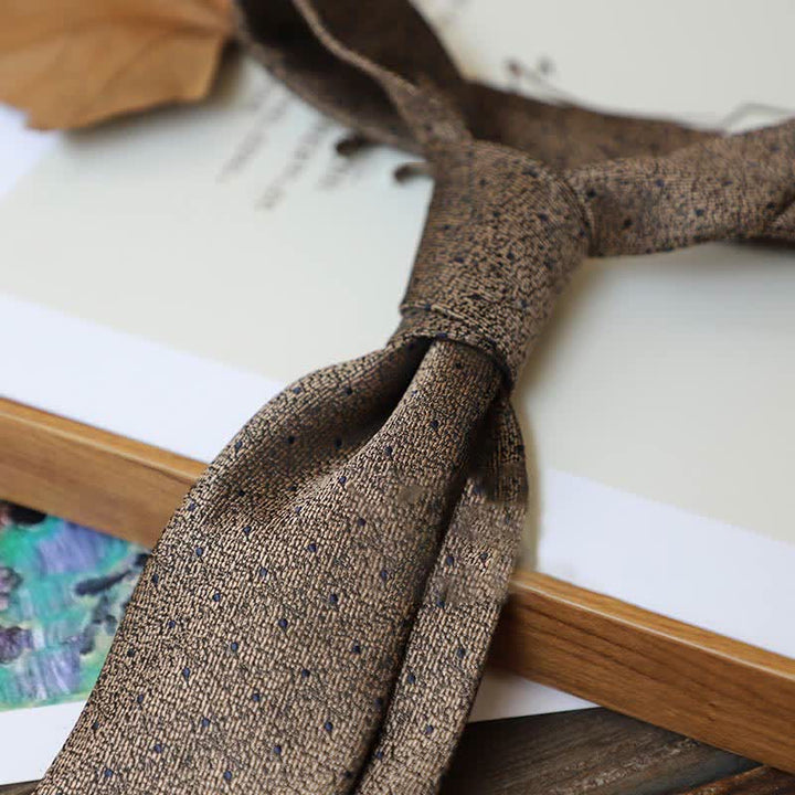 Men's Coffee Colors Series Striped Paisley Necktie - Style #6 - image 9