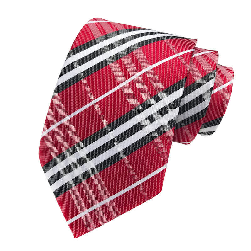 Men's Dashing Scottish Plaid Necktie - Red - image 4
