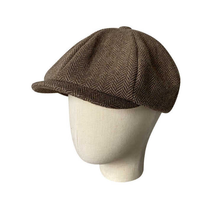 Coffee Fine Herringbone Octagon Beret Cap - image 3