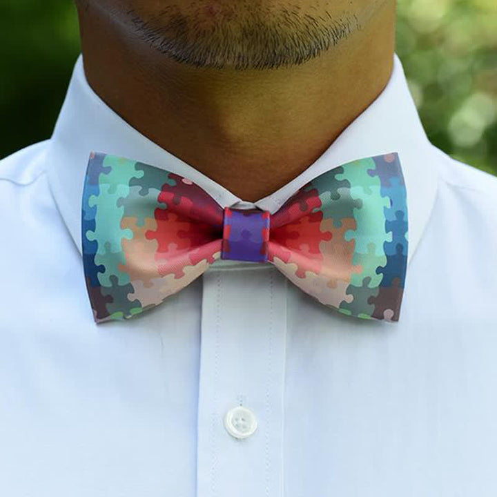 Men's Multicolor Block Puzzle Bow Tie