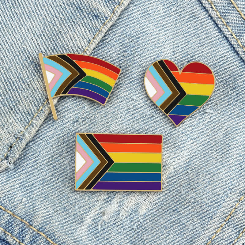 3Pcs Show Your Pride Rainbow Flag Brooch